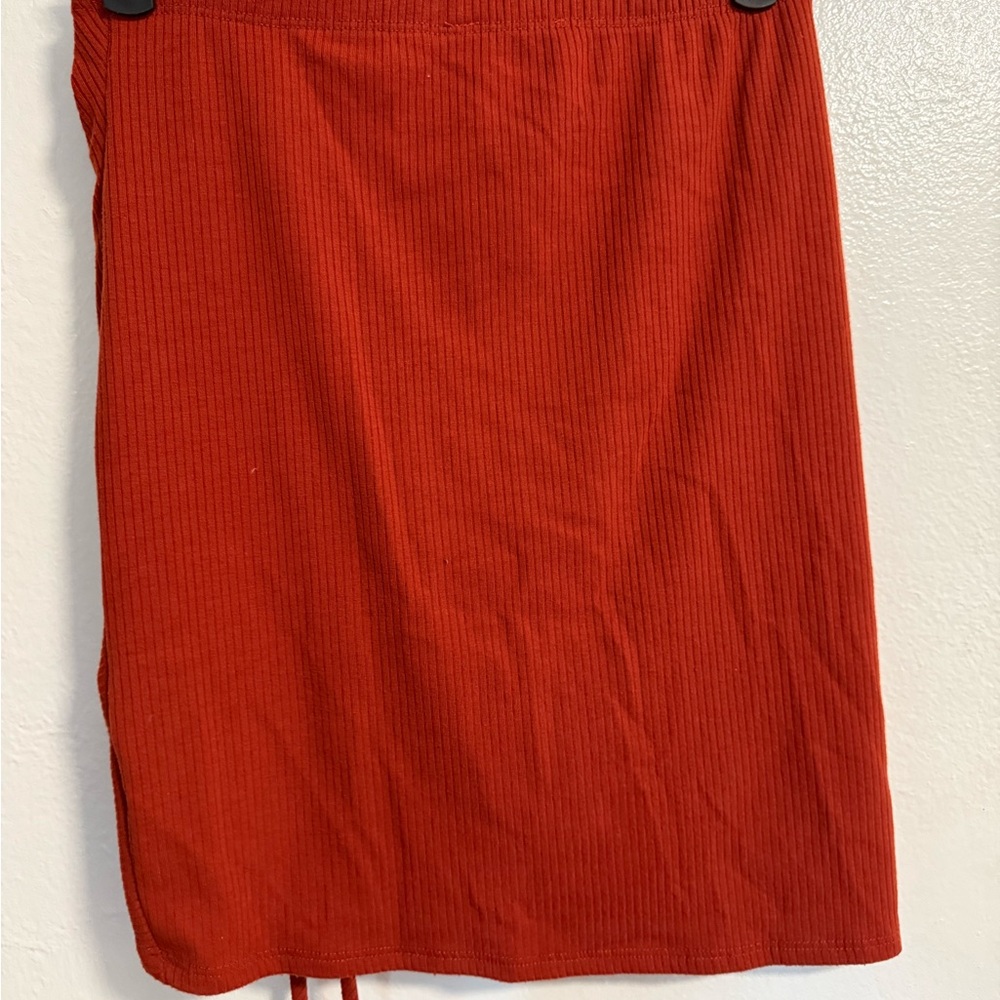 Chic Asymmetrical Rust mini Skirt - Picture 2 of 3